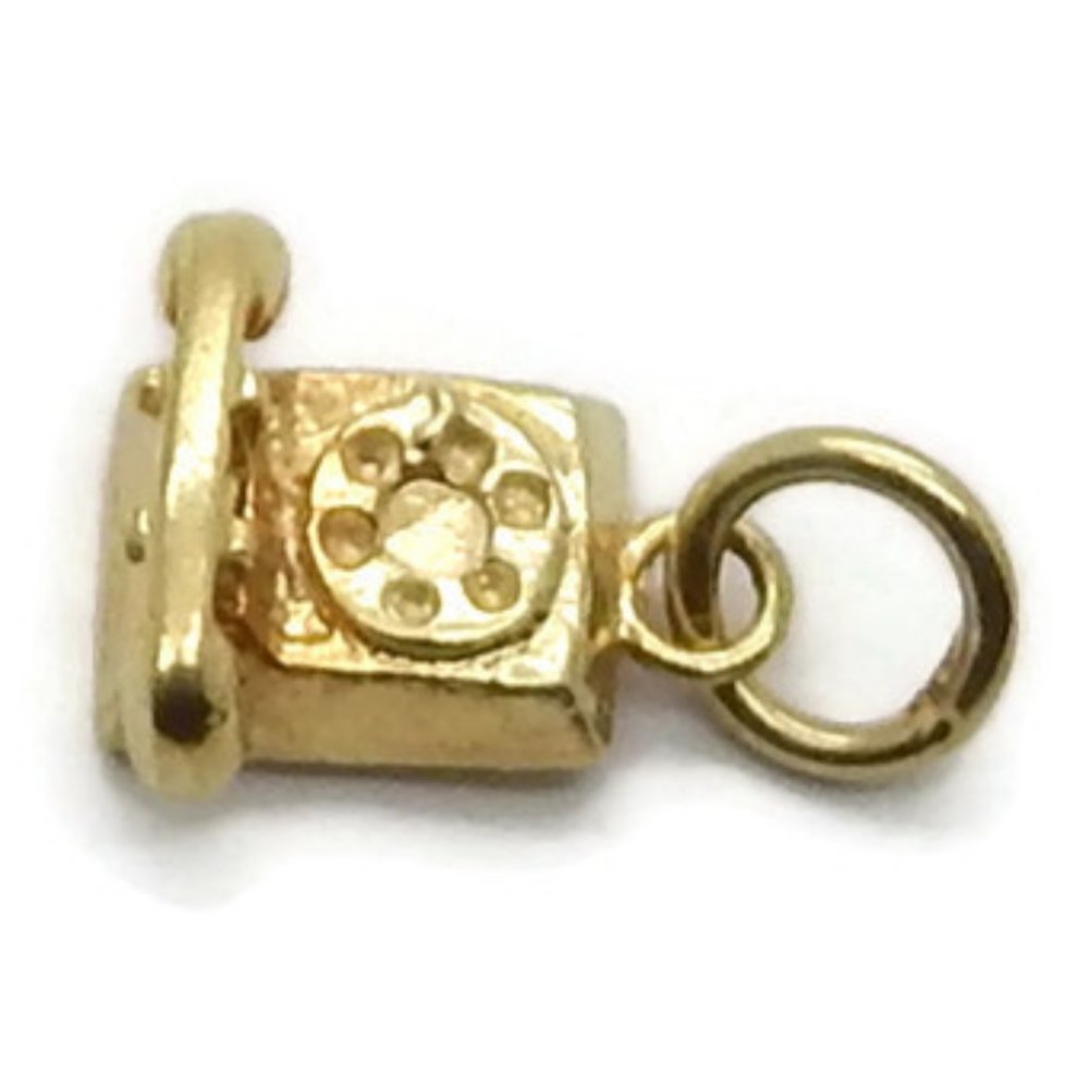 Telephone Vintage Pendant Charm 14k Yellow Gold - Picture 5 of 6